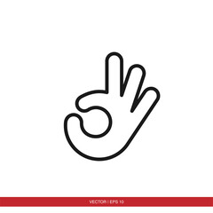 Okay, Ok hand gesture sign icon