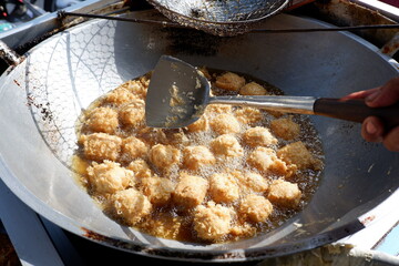 Gorengan is a typical snack from Indonesia. Usually consists of tempeh, tofu, cassava, or bananas. This food is usually sold by street vendors at cheap prices.