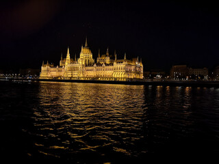 Budapest, Hungary, Parliament building at night. Artistic look in colours.