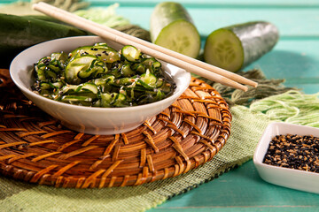 Sunomono - Japanese Cucumber Salad with sesame seeds.