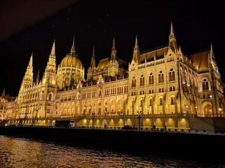 Fototapeta na wymiar Budapest, Hungary, Parliament building at night. Artistic look in colours.