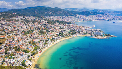 Aerial view the city of Kavala in northern Greek.