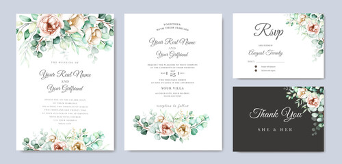 watercolor eucalyptus invitation card set © lukasdedi