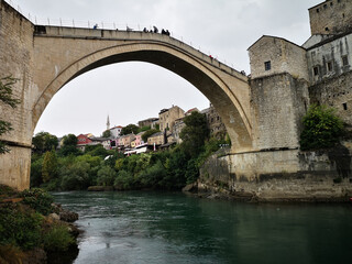 Fototapeta na wymiar Beautiful historic bridgr in Mostar, Bosnia and Herzegovina.