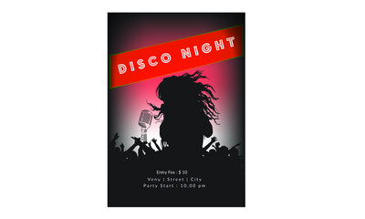 Disco night party flyer template