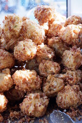 Gorengan is a typical snack from Indonesia. Usually consists of tempeh, tofu, cassava, or bananas. This food is usually sold by street vendors at cheap prices.