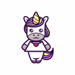 Cute little unicorn mascot design