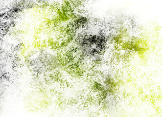 Digital painted surface in gray, green and yellow colors. Random paint mix on canvas. Contemporary illustration