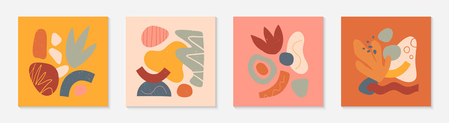Bundle of modern vector collages with hand drawn organic shapes,textures and graphic elements.Trendy contemporary design perfect for prints,social media,banners,invitations,branding design,covers