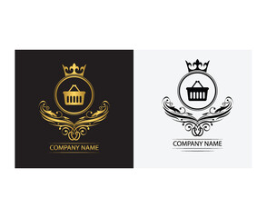 Fototapeta premium shop logo template luxury royal vector company decorative emblem with crown 