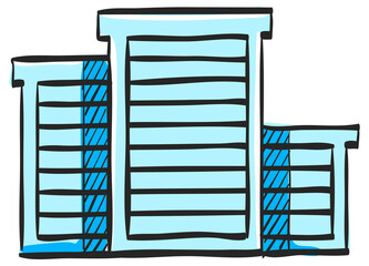 Hotel building icon in color drawing.