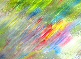 Paint background of smeared brush paints multi-color