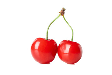Fresh red cherry isolated on white background