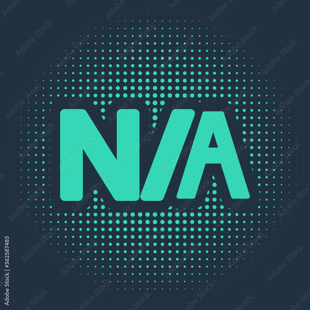 Poster green not applicable icon isolated on blue background. abstract circle random dots. vector illustrat