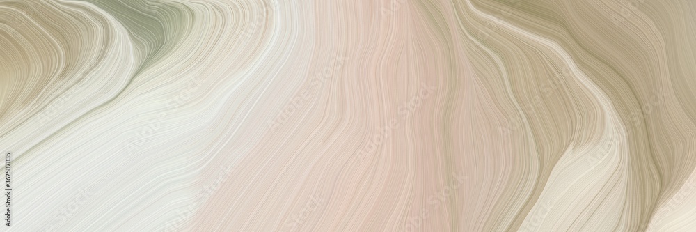 Poster unobtrusive header with colorful smooth swirl waves background design with pastel gray, rosy brown and linen color