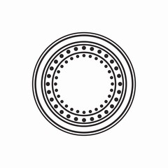 black round frame for text with dots and lines on white background.
