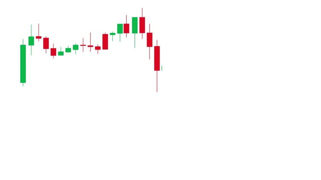 4k animation of the downtrend on the stock market with an open position and growing profit on white background
