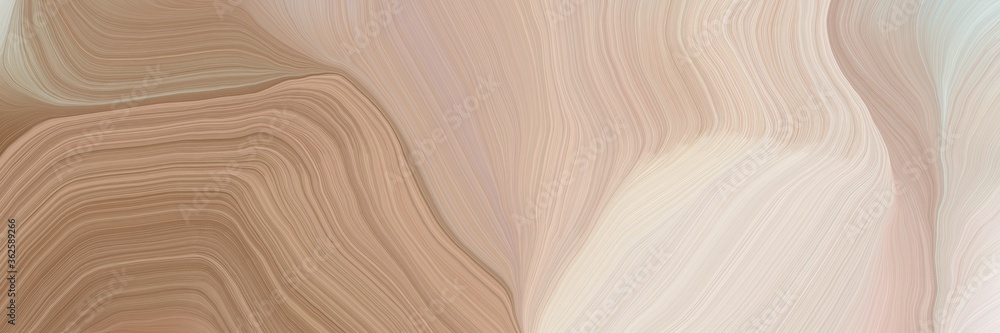 Poster unobtrusive header with elegant curvy swirl waves background design with tan, pastel brown and antiq