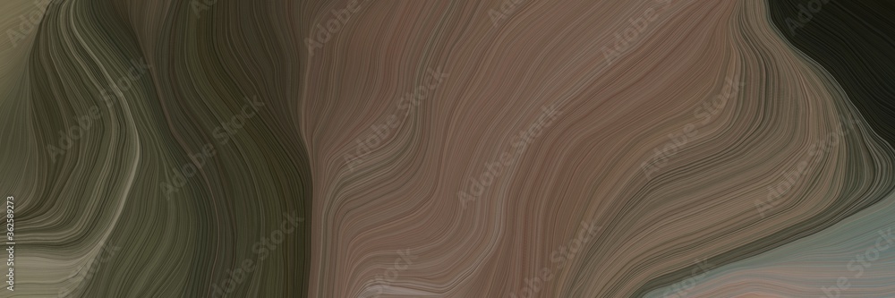 Poster inconspicuous header with elegant modern soft curvy waves background design with dark olive green, very dark green and gray gray color