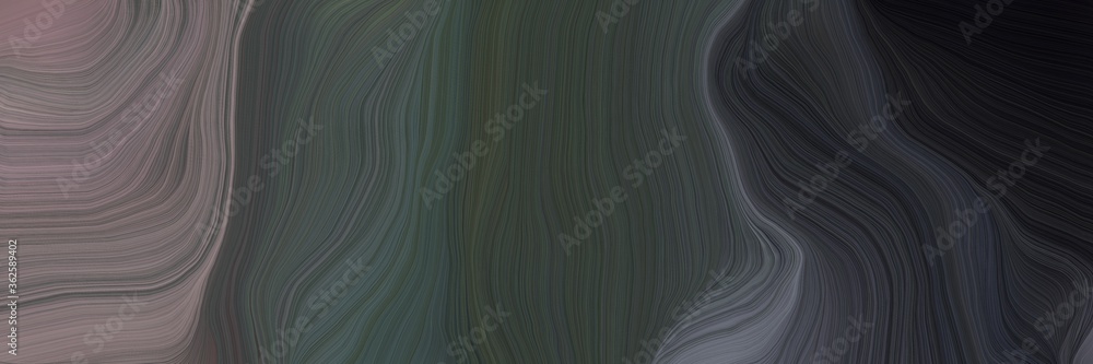 Poster unobtrusive banner with elegant smooth swirl waves background design with dark slate gray, gray gray and dim gray color