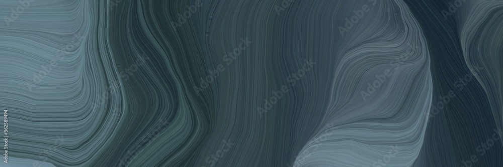 Poster unobtrusive header with elegant smooth swirl waves background illustration with dark slate gray, slate gray and very dark blue color
