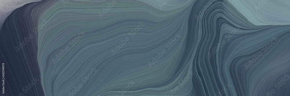Poster inconspicuous banner with elegant modern waves background design with dim gray, very dark blue and l