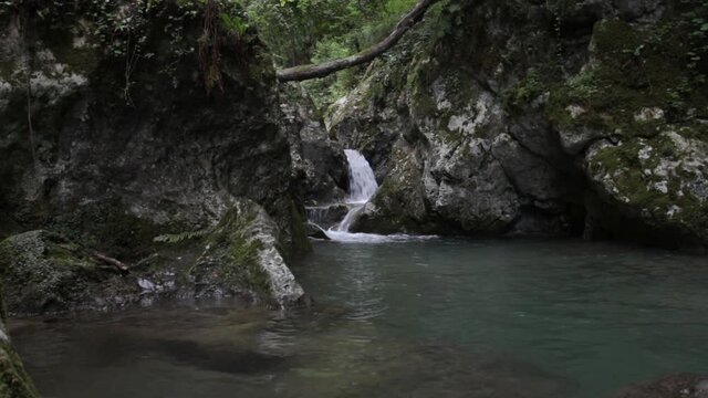 The Candalla waterfalls are located in the valley of the Candalla stream in the Versilian side of the southern Apuan Alps, between Camaiore and Casoli, Tuscany, Italy