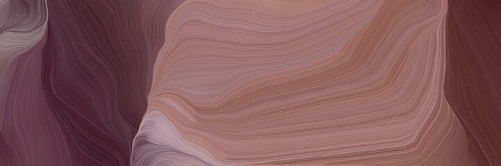 unobtrusive banner with elegant smooth swirl waves background illustration with pastel brown, antique fuchsia and very dark magenta color