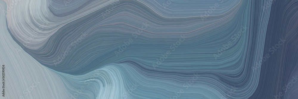 Poster unobtrusive banner with elegant curvy swirl waves background design with slate gray, ash gray and da