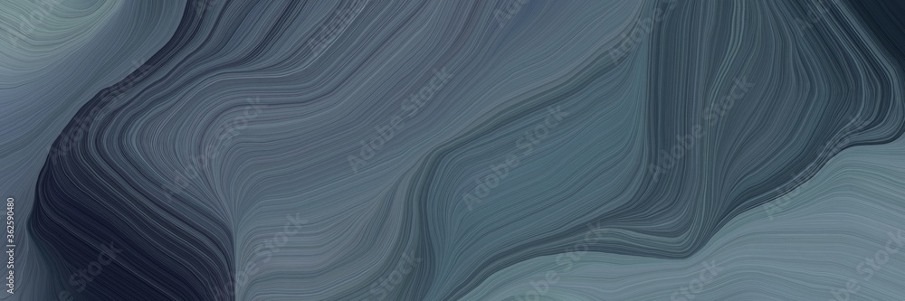Poster inconspicuous header with elegant smooth swirl waves background illustration with dim gray, very dark blue and light slate gray color