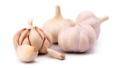 Garlic isolated on white background in studio.