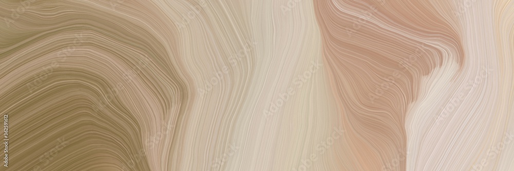 Poster inconspicuous banner with elegant smooth swirl waves background design with tan, pastel brown and li
