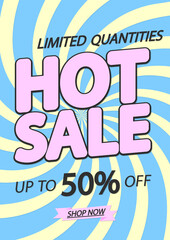 Hot Sale 50% off, poster design template, special offer, vector illustration