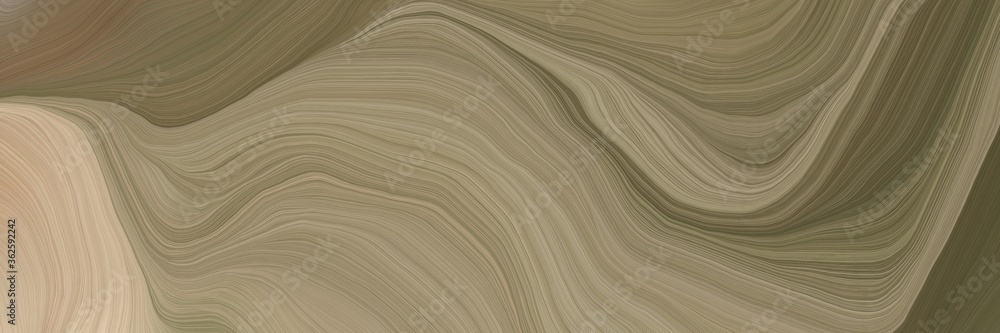 Poster inconspicuous header with elegant modern soft curvy waves background design with pastel brown, tan and dark olive green color