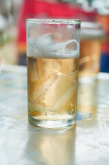 glass of cola with ice