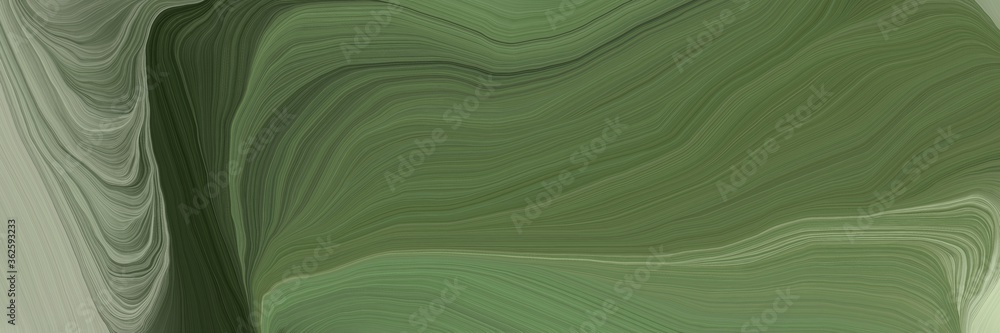 Poster inconspicuous header with elegant smooth swirl waves background illustration with dark olive green, 