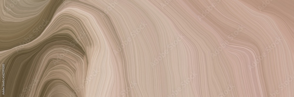 Poster inconspicuous header with colorful smooth swirl waves background design with rosy brown, tan and dark olive green color