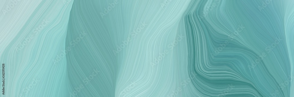 Poster unobtrusive header with elegant modern soft curvy waves background design with medium aqua marine, l
