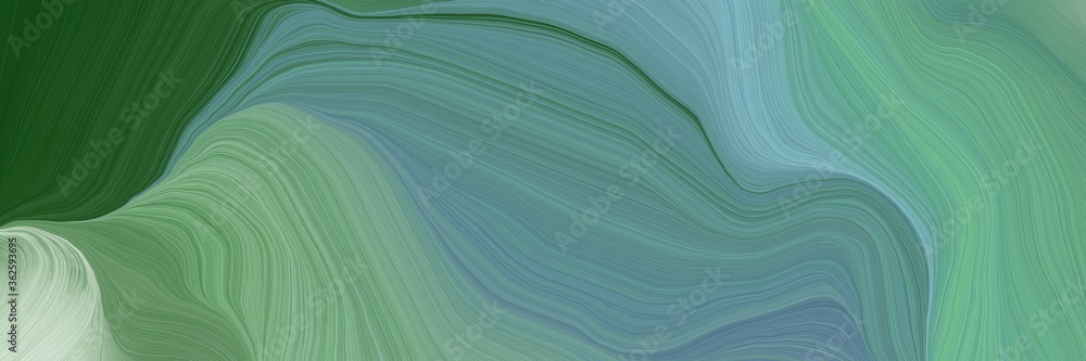 Fototapete inconspicuous header with colorful modern waves background illustration with cadet blue, dark slate gray and silver color