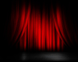 red theater curtain with soft lighting 3d illustration