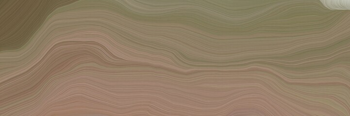 unobtrusive banner with elegant curvy swirl waves background illustration with pastel brown, dark olive green and dark gray color