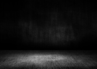 Wooden table on dark background with space for your text