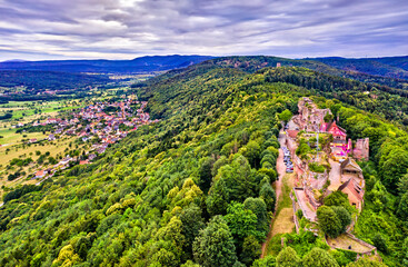 Fototapeta na wymiar Ruins of Hohbarr Castle in the Vosges Mountains - Bas-Rhin, Alsace, France