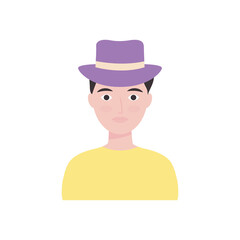 avatar man wearing a hat, flat style