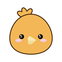 Cute chicken cartoon line and fill style icon design, Kawaii animal zoo life nature and character theme Vector illustration