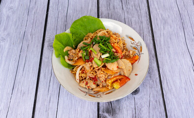 Mixed rice and noodle Thai food