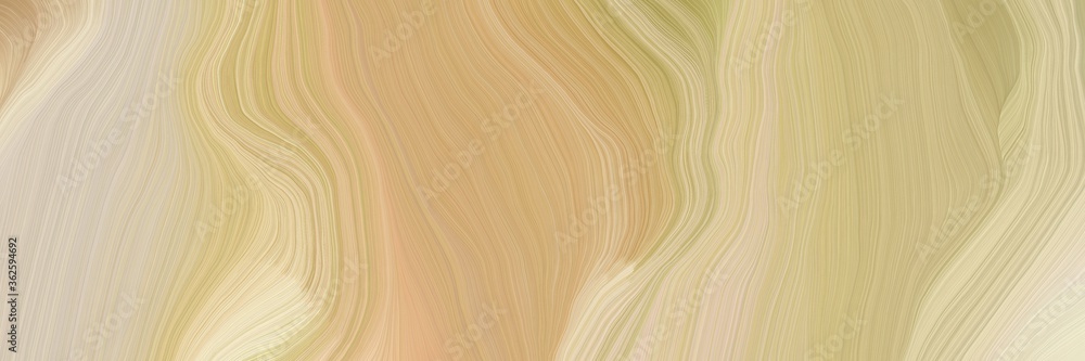 Poster inconspicuous banner with colorful abstract waves illustration with tan, wheat and pastel gray color