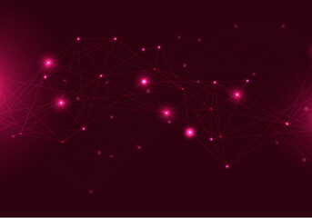 Fototapeta premium abstract luminous molecules of violet color with dots or lines on a bright background