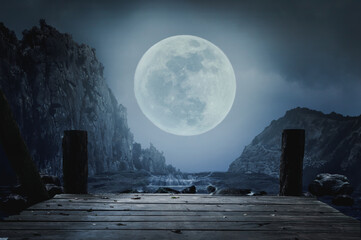 full moon over the city