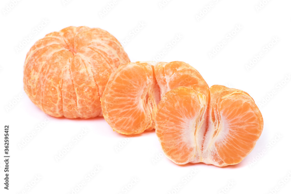 Poster Fresh peeled mandarin isolated